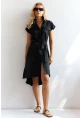 Kadın Siyah Midi Gömlek Elbise PP5509