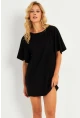 Kadın Siyah Mini Çan Kol Elbise TF05
