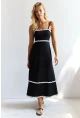 Kadın Siyah Nakış Detaylı Midi Elbise HOL2128
