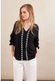 Kadın Siyah Nakışlı Bluz MPC1337