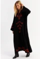 Kadın Siyah Nakışlı Maxi Elbise ALO14