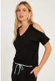 Kadın Siyah Omuzları Açık Bluz BR1329