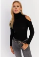 Kadın Siyah Omuzları Açık Kaşkorse Bluz HOR04