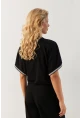 Kadın Siyah Önü Büzgülü Bluz XL2039