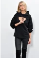 Kadın Siyah Önü Pencereli Kapüşonlu Sweatshirt Yİ1669