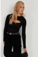 Kadın Siyah Pencereli Bluz LPP1256