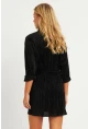 Kadın Siyah Piliseli Kemerli Mini Elbise TW70124-90