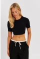 Kadın Siyah Sırt Dekolteli Crop Bluz CY450