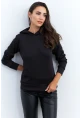 Kadın Siyah Sırt Dekolteli Taşlı Sweatshirt BTH15