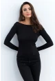 Kadın Siyah Sırtı Açık Bluz EY2942