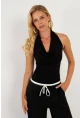 Kadın Siyah Sırtı Açık Çıtçıtlı Body LPP1295