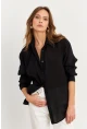 Kadın Siyah Sırtı Açık Gömlek MOD2369