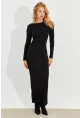 Kadın Siyah Sırtı Açık Maxi Elbise MEN2013