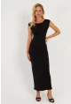 Kadın Siyah Sırtı Açık Midi Elbise DMR345