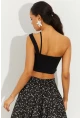 Kadın Siyah Sırtı Çapraz Crop Bluz B2550