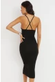 Kadın Siyah Sırtı Çapraz Kaşkorse Maxi Elbise Yİ2218