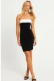 Kadın Siyah Straplez Mini Elbise MEN2051