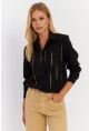 Kadın Siyah Taşlı Gömlek MZER412