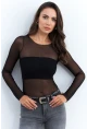 Kadın Siyah Transparan Bluz CY350
