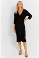 Kadın Siyah Triko Midi Gömlek Elbise YV274