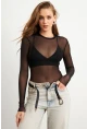 Kadın Siyah Tül Body RX454
