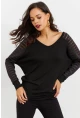 Kadın Siyah V Yaka Bluz ST3074