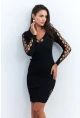 Kadın Siyah V Yaka İncili Triko Midi Elbise RM08