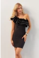 Kadın Siyah Volanlı Mini Elbise KED4294