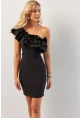 Kadın Siyah Volanlı Mini Elbise KED4294