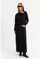 Kadın Siyah Yakası Fermuarlı Maxi Sweat Elbise MTF12