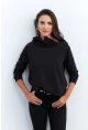 Kadın Siyah Yakası Fermuarlı Sweatshirt TF11