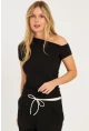 Kadın Siyah Yanları Büzgülü Bluz YZ1017
