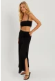 Kadın Siyah Yırtmaçlı Pantolon ÖM405