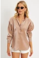 Kadın Sütlü Kahve Parlak Gömlek MQRS8022