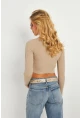 Kadın Taş Çıtçıtlı Crop Bluz CG379