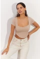 Kadın Taş Kare Yaka Crop Bluz RX420