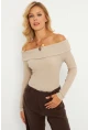 Kadın Taş Madonna Yaka Kaşkorse Bluz XL2210