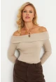 Kadın Taş Madonna Yaka Kaşkorse Bluz XL2210