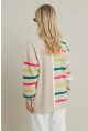 Kadın Taş-Multi Çizgili Triko Hırka MSMT2427