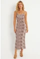 Kadın Taş Yılan Desenli Maxi Elbise MEN2052