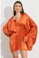 Kadın Turuncu Oversize Gömlek ROP106