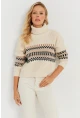 Kadın Vanilya Balıkçı Triko Kazak YZ527