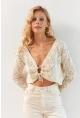 Kadın Vanilya Önü Büzgülü Triko Bluz MP20148