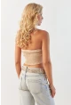 Kadın Vanilya Sırtı Gipeli Crop Bluz NH24754