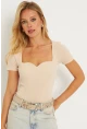 Kadın Vanilya Triko Bluz AYD337