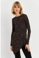 Kadın Vizon Asimetrik Zebra Desenli Tunik MLPP1186-1