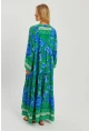 Kadın Yeşil Çiçekli Salaş Maxi Elbise Q989