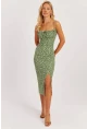 Kadın Yeşil İnce Askılı Midi Elbise MON125