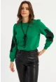 Kadın Yeşil Kol Detaylı Bluz MAYD13