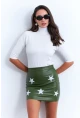 Kadın Yeşil Suni Deri Desenli Mini Etek NH92